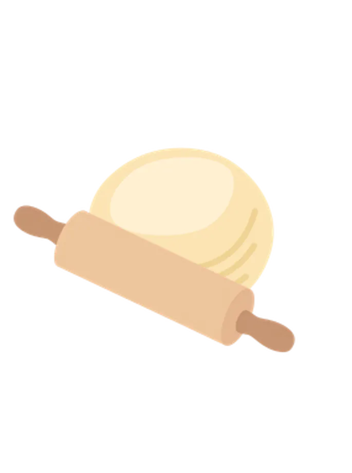 Illustration eines Teiges mit einem Nudelholz