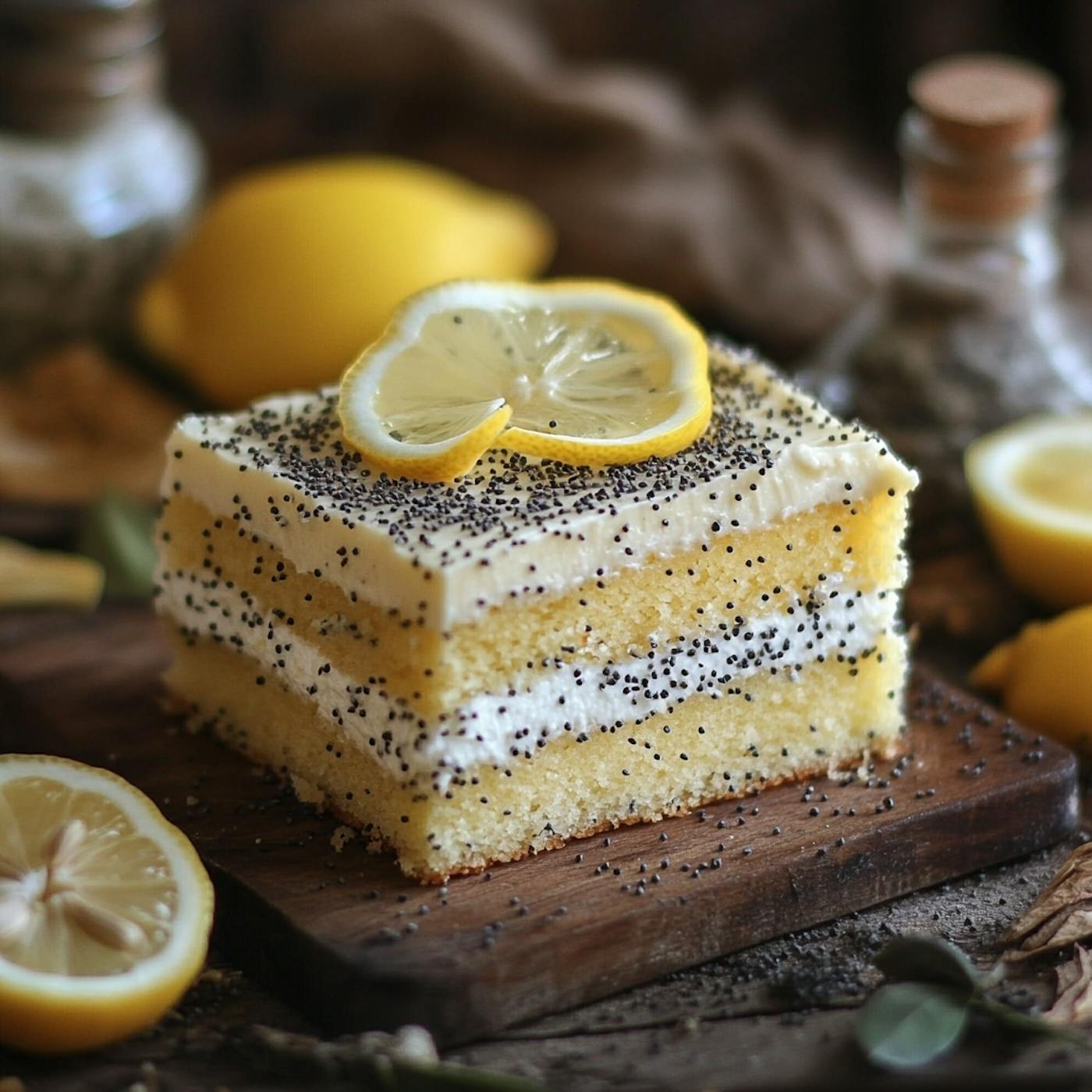 Joghurt Blechkuchen mit Zitrone und Mohn