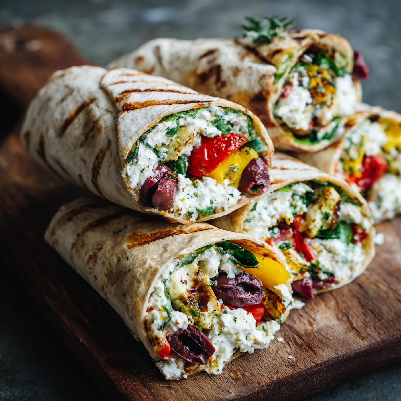 Mediterrande Wraps gfüllt mit Cottage Cheese