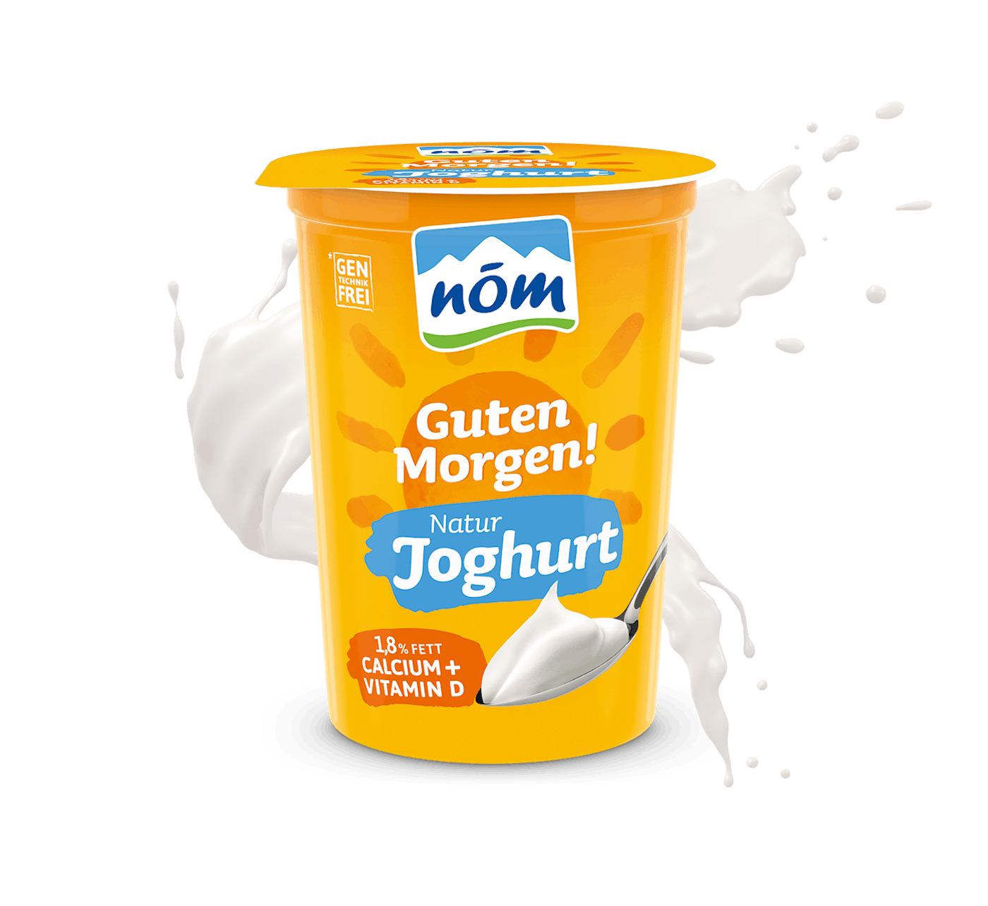 NÖM Guten Morgen Joghurt im 500 g Becher mit 1,8 % Fett mit Milchsplash