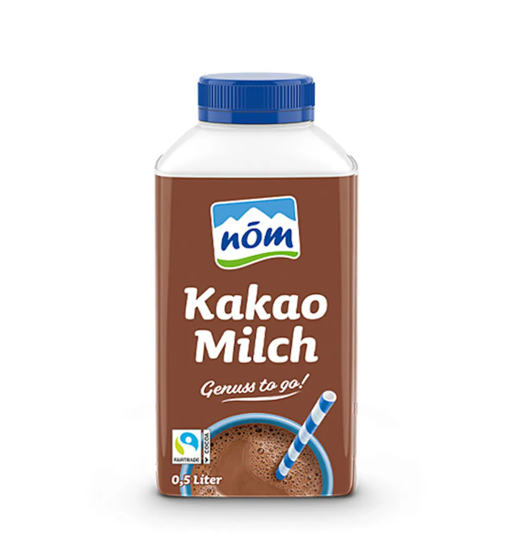 NÖM Kakaomilch in der 500 ml Verpackung mit Fairtrade Logo