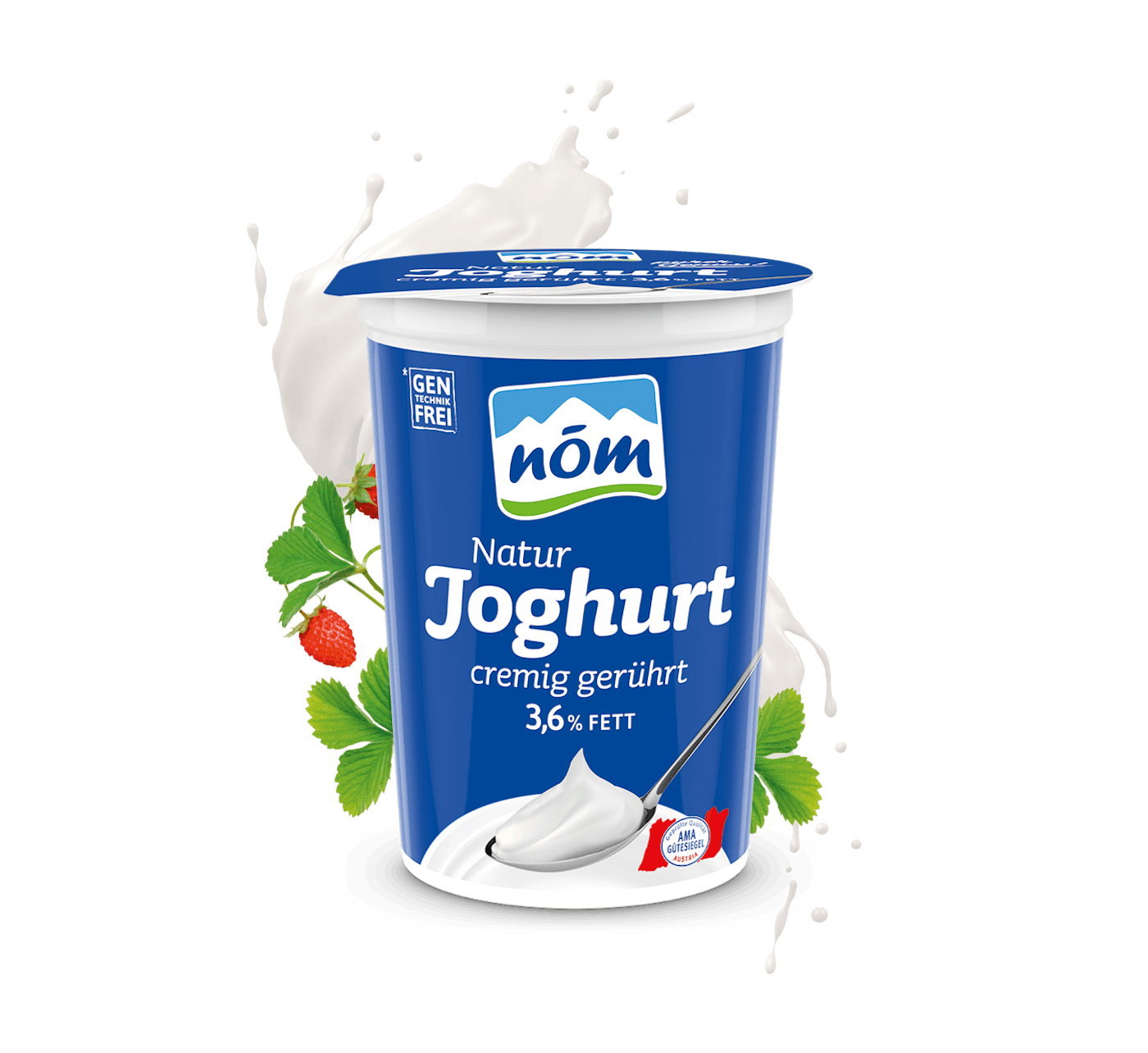 NÖM Natur Joghurt mit 3,6 % Fett im 500 g Becher mit Blumen