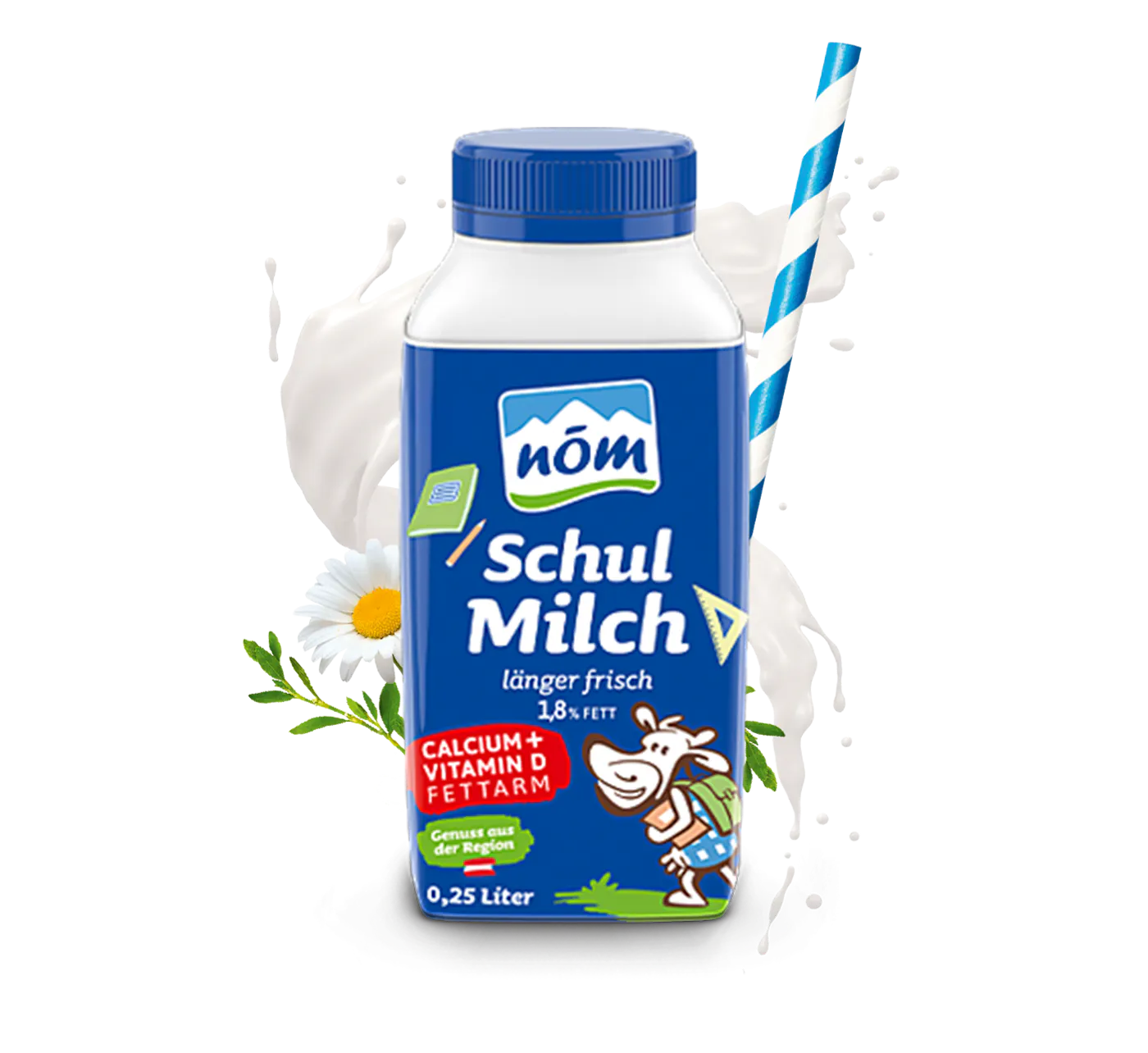NOEM Schulmilch 250 ml im Tetra Pak mit Hintergrund