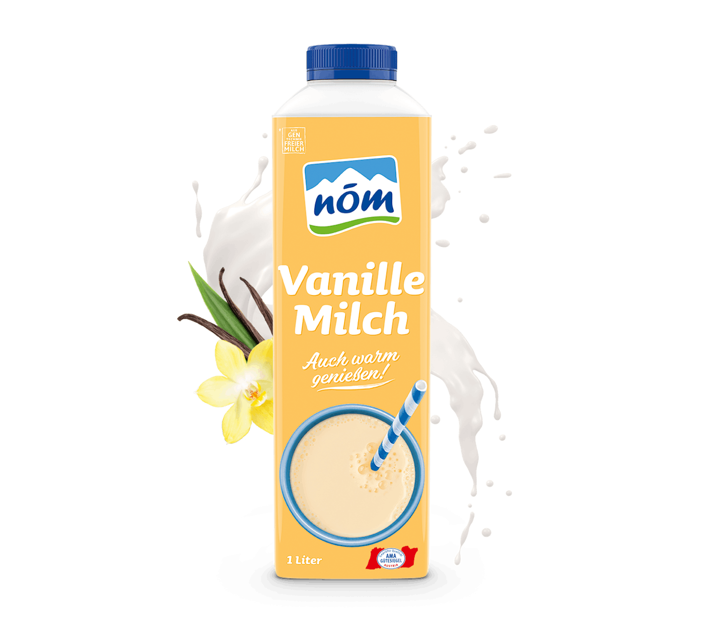 NÖM Vanillemilch in 1 Liter Tetra Pak mit Blumen