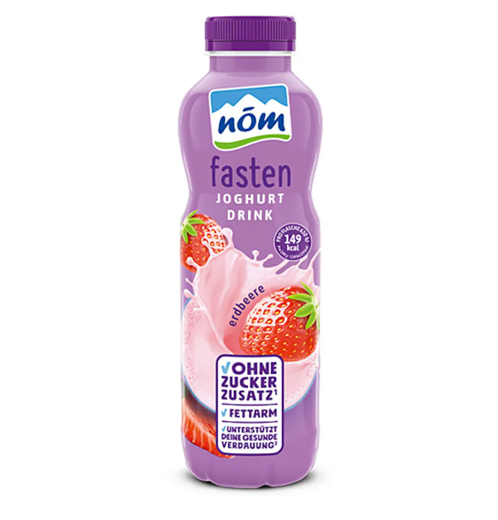 NÖM fasten Joghurtdrink Erdbeere in der 500 g Flasche neu