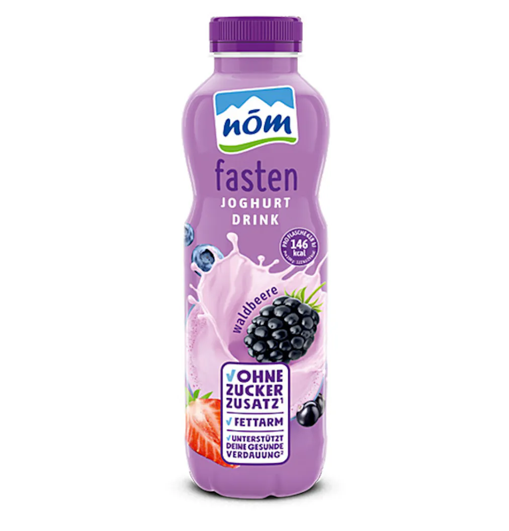 NÖM fasten Joghurtdrink Waldbeere in der 500 g Flasche neu