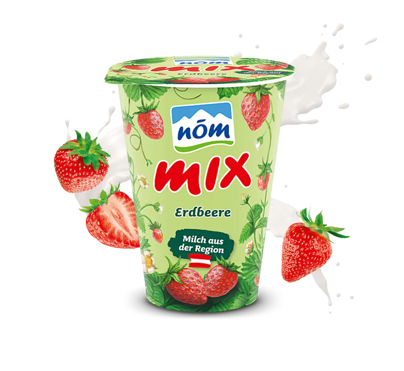 NÖM mix Erdbeere mit gezeichneten Früchten NÖM mix Erdbeere mit gezeichneten Früchten