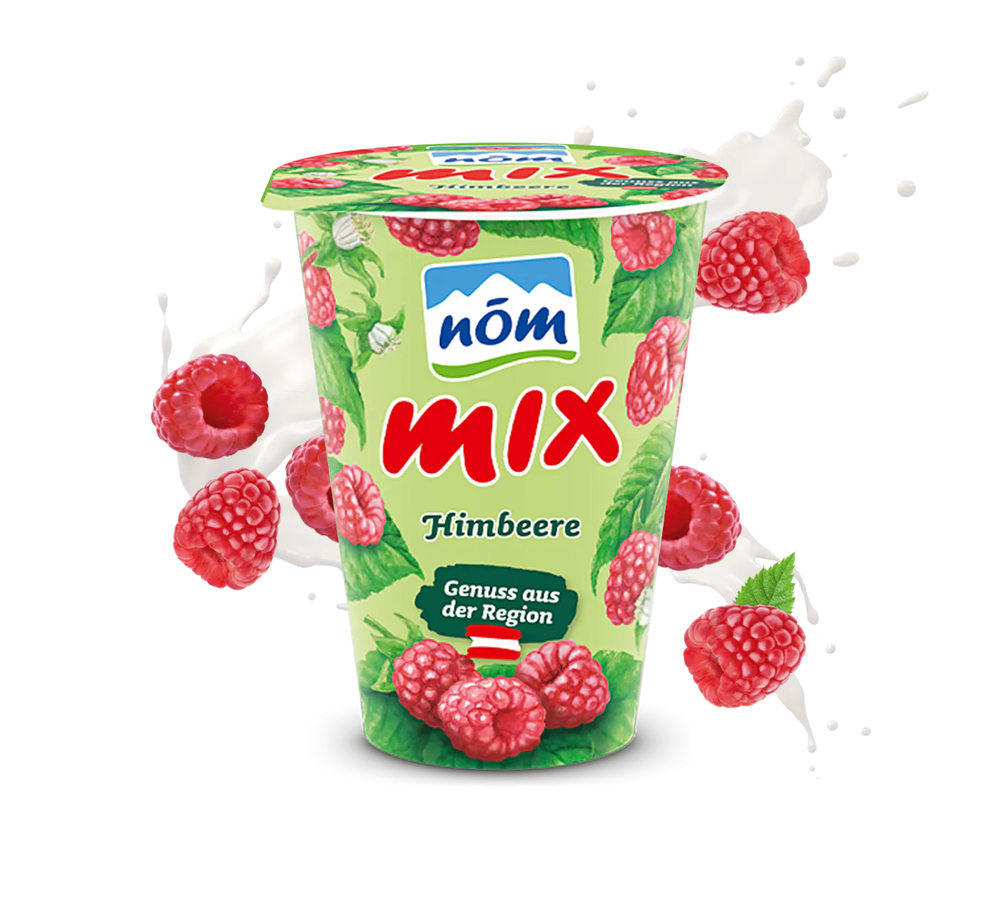NÖM mix Himbeere mit gezeichneten Früchten mit Swirl NÖM mix Himbeere mit gezeichneten Früchten mit Swirl