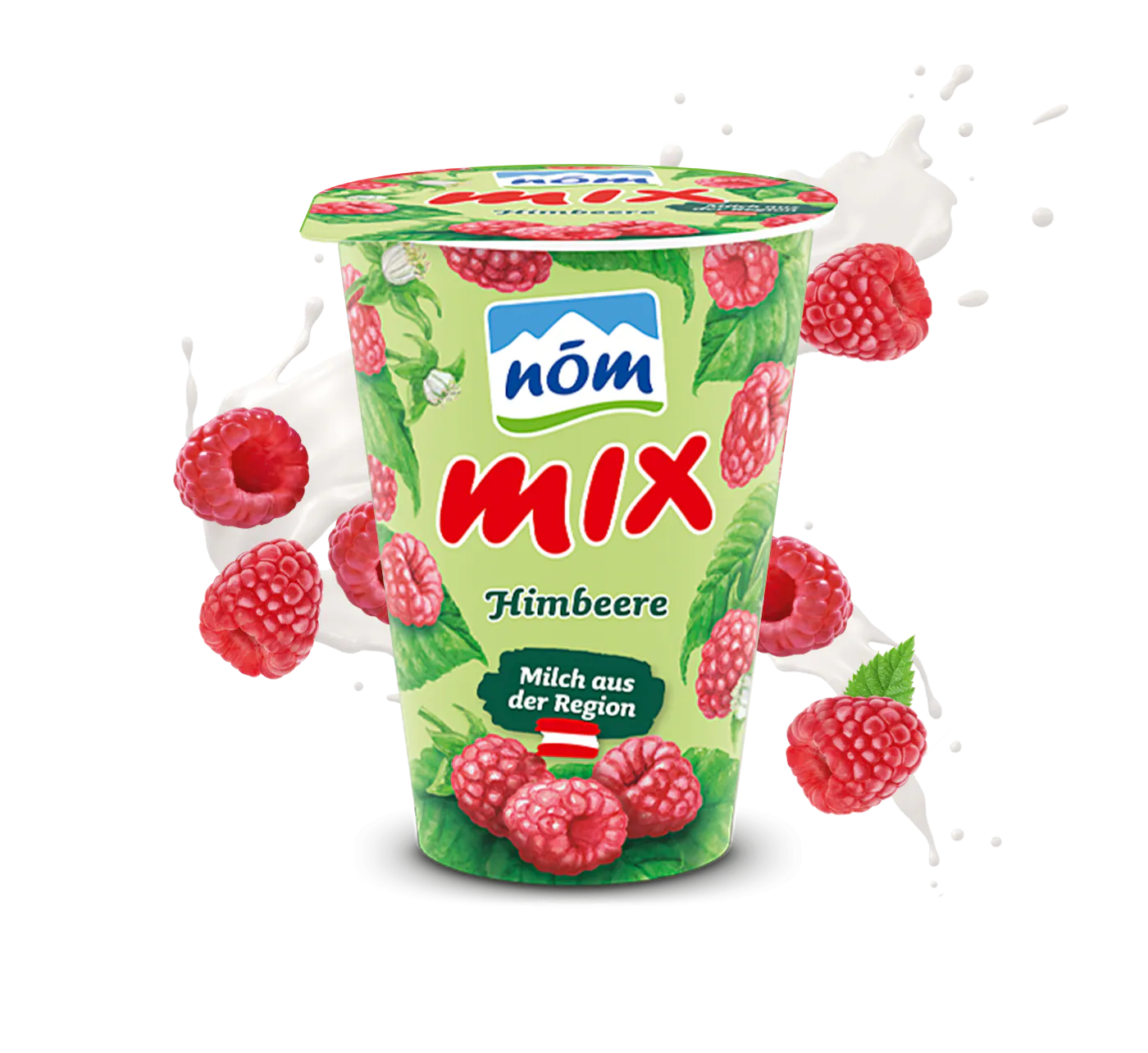 NÖM mix Himbeere mit gezeichneten Früchten mit Swirl NÖM mix Himbeere mit gezeichneten Früchten mit Swirl
