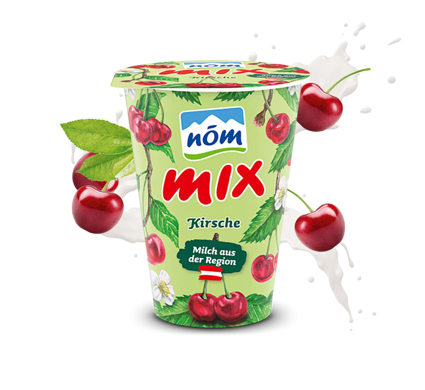 NÖM mix Kirsche im Becher mit Früchten und Swirl NÖM mix Kirsche im Becher mit Früchten und Swirl