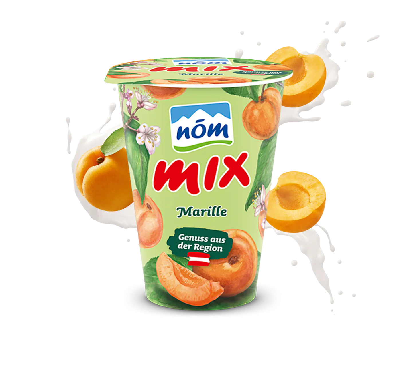 NÖM mix Marille mit gezeichneten Früchten