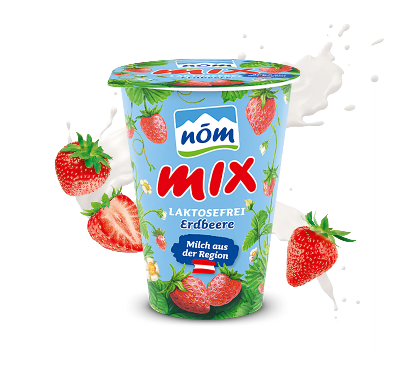 NÖM mix laktosefrei Erdbeere mit gezeichneten Früchten NÖM mix laktosefrei Erdbeere mit gezeichneten Früchten