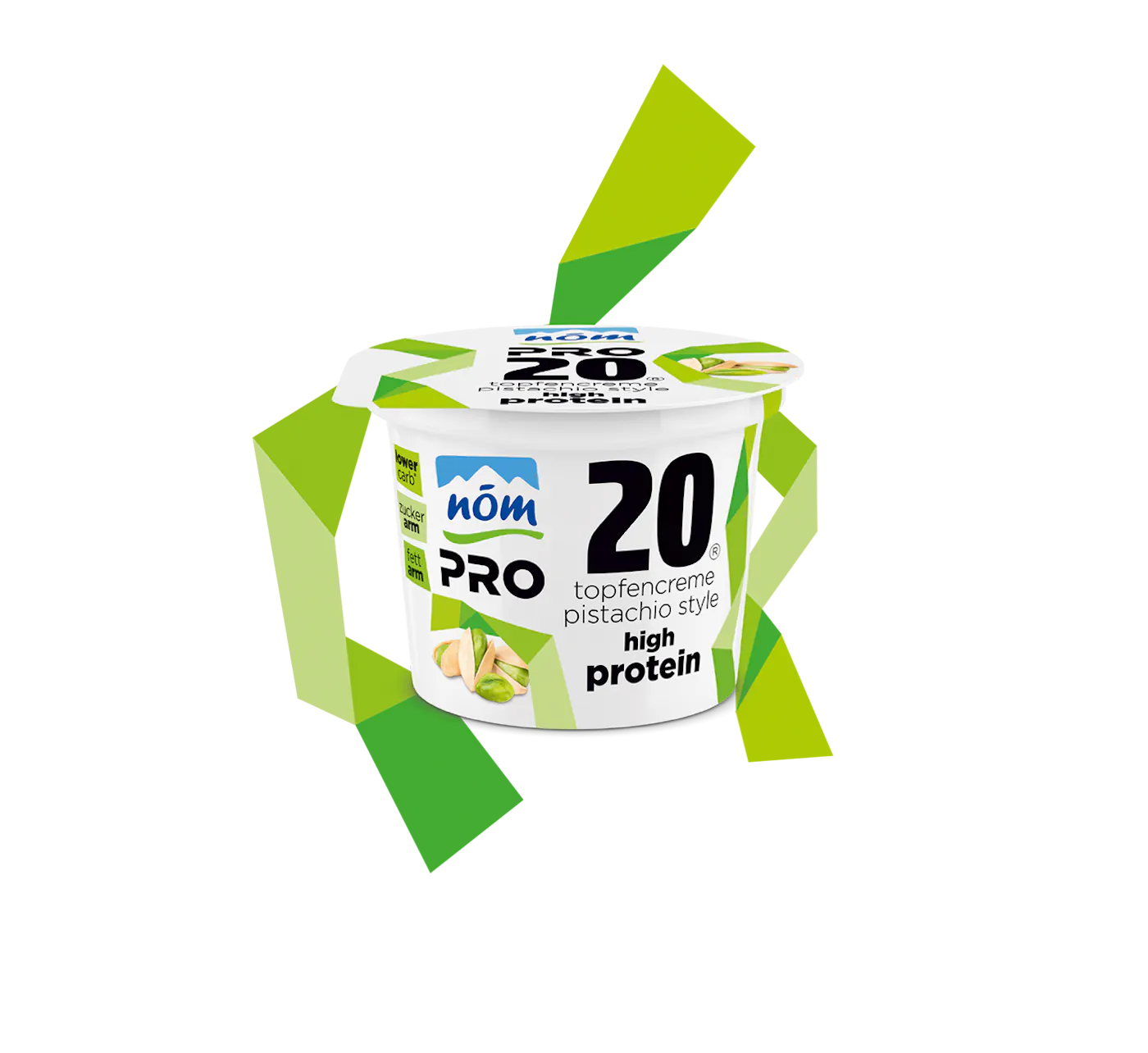 NOEM PRO Topfencreme Pistachio high Protein inkl Banderole Ein Becher NÖM PRO Topfencreme Pistachio Style inklusive Banderole