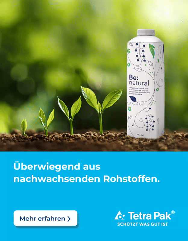 Ein Tetra Pak umgeben von Pflanzen