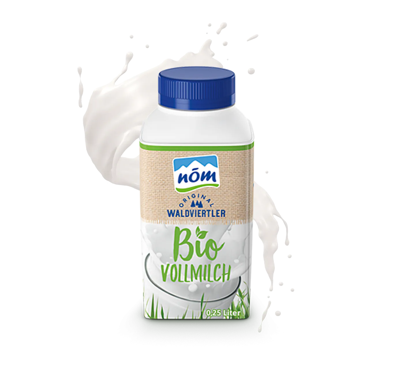 NÖM Original Waldviertler Bio Vollmilch länger frisch 250 ml Tetra Pak mit Milchsplash