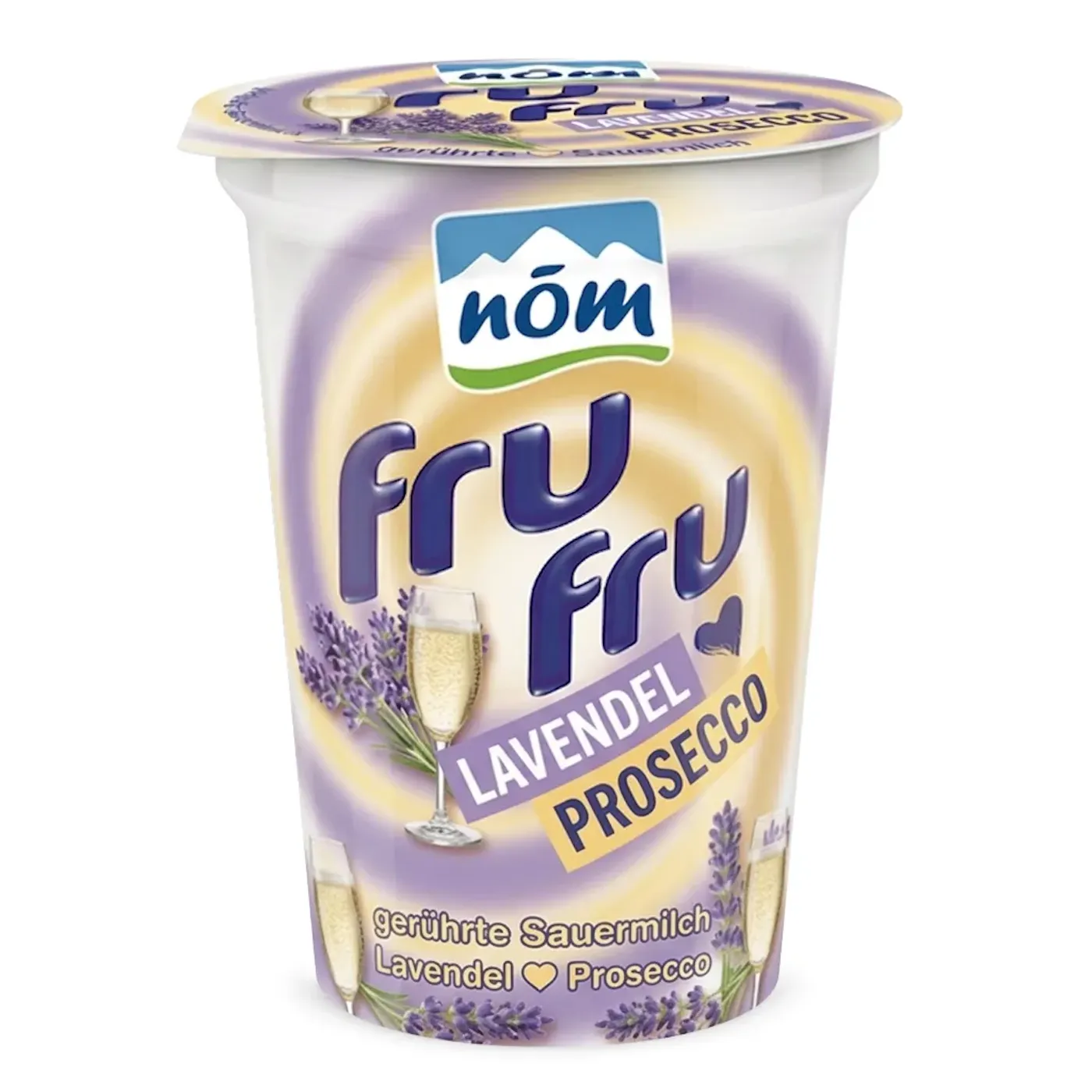 fru fru KI-Generierter Packshot: Lavendel und Prosecco