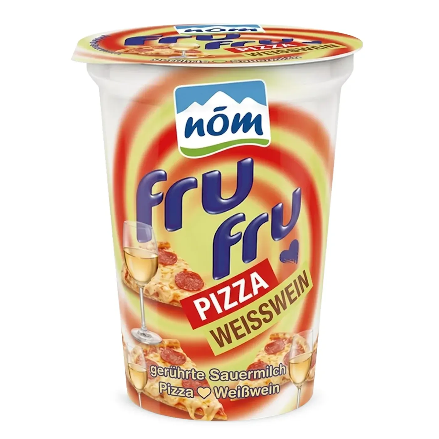 fru fru KI-Generierter Packshot: Pizza und Weißwein