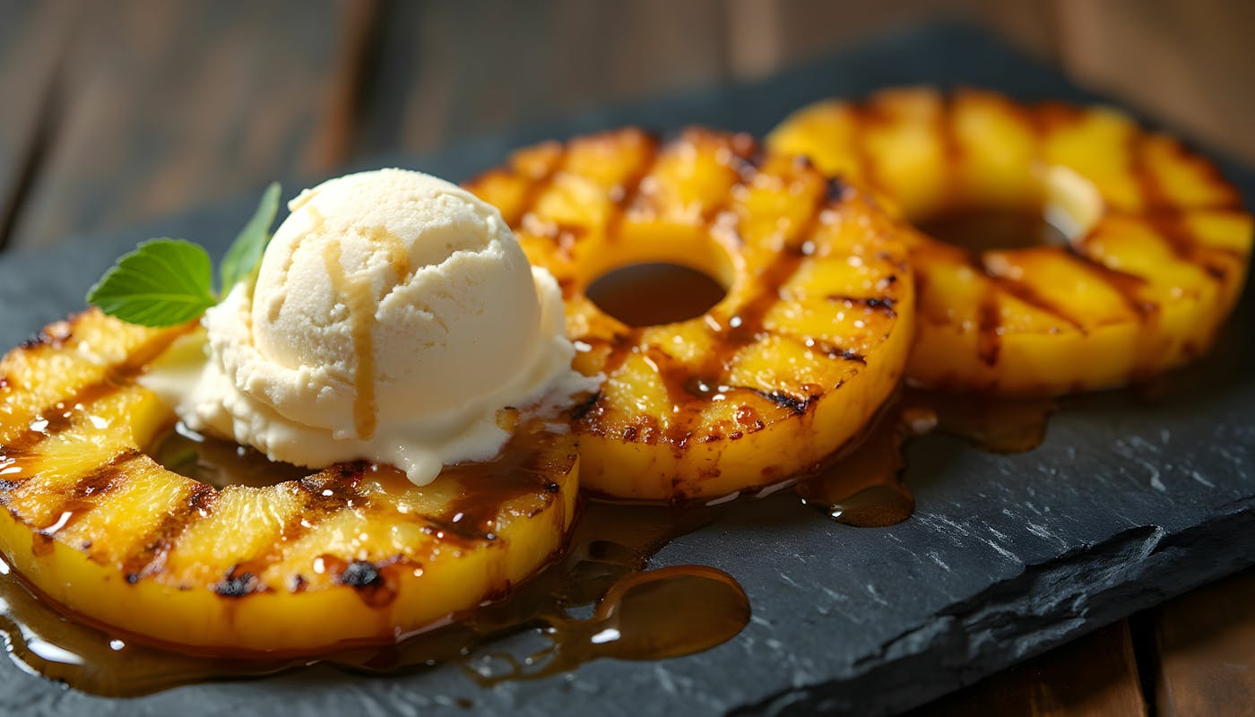 Gegrillte Ananas mit Vanilleeis