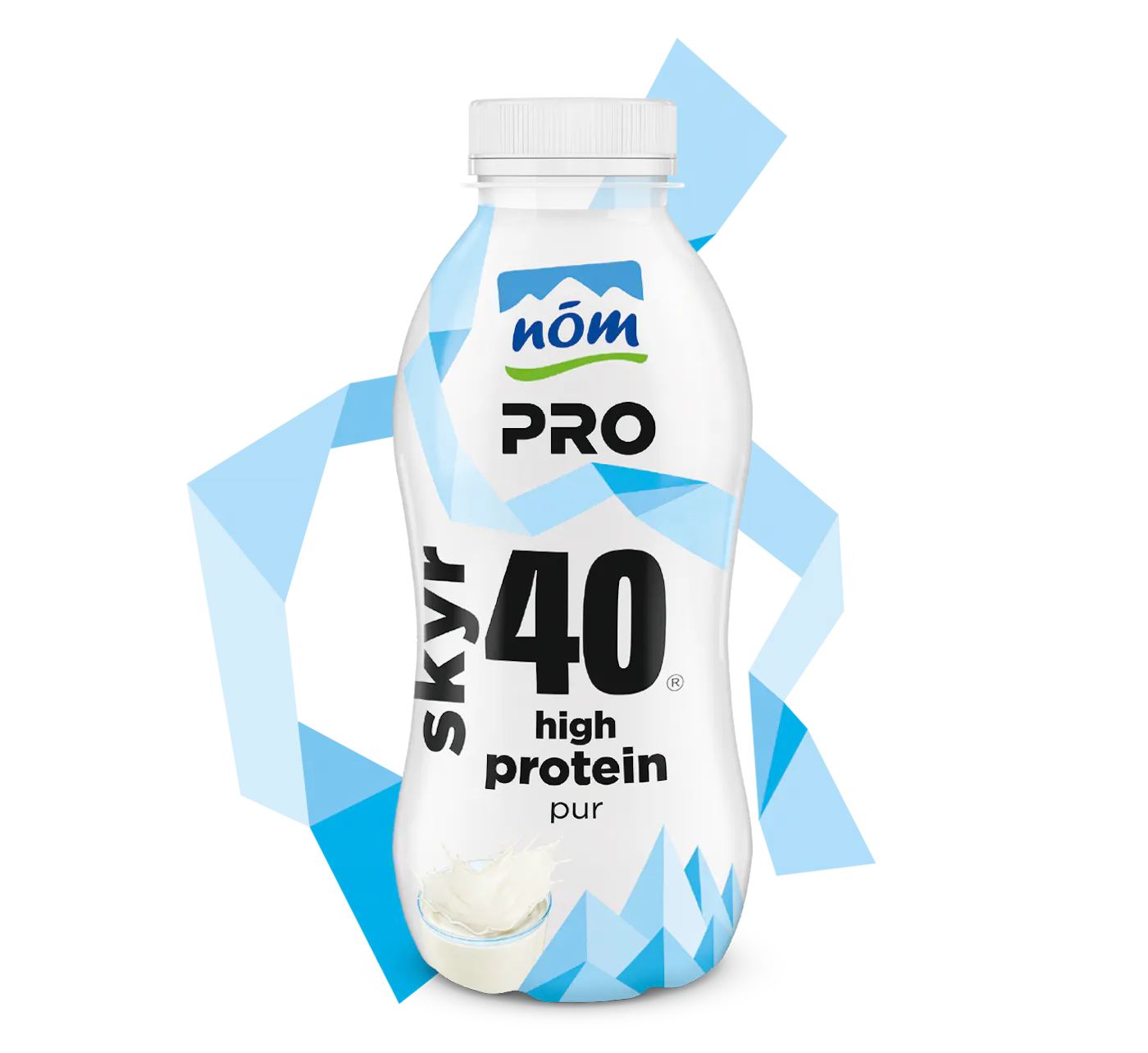 Web NOEM PRO drink skyr pur NÖM PRO Skyrdrink in einer weiß-blauen Flaschen