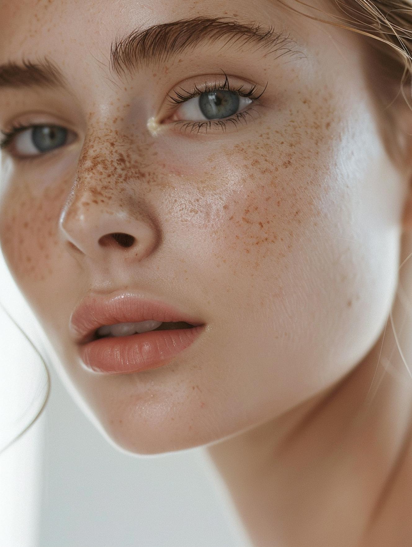 eine junge Frau mit makelloser, strahlender und natürlicher Haut